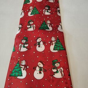 SpecialTies By Hallmark MMG Christmas Tie Snowmen Red w/ White Dots NWT